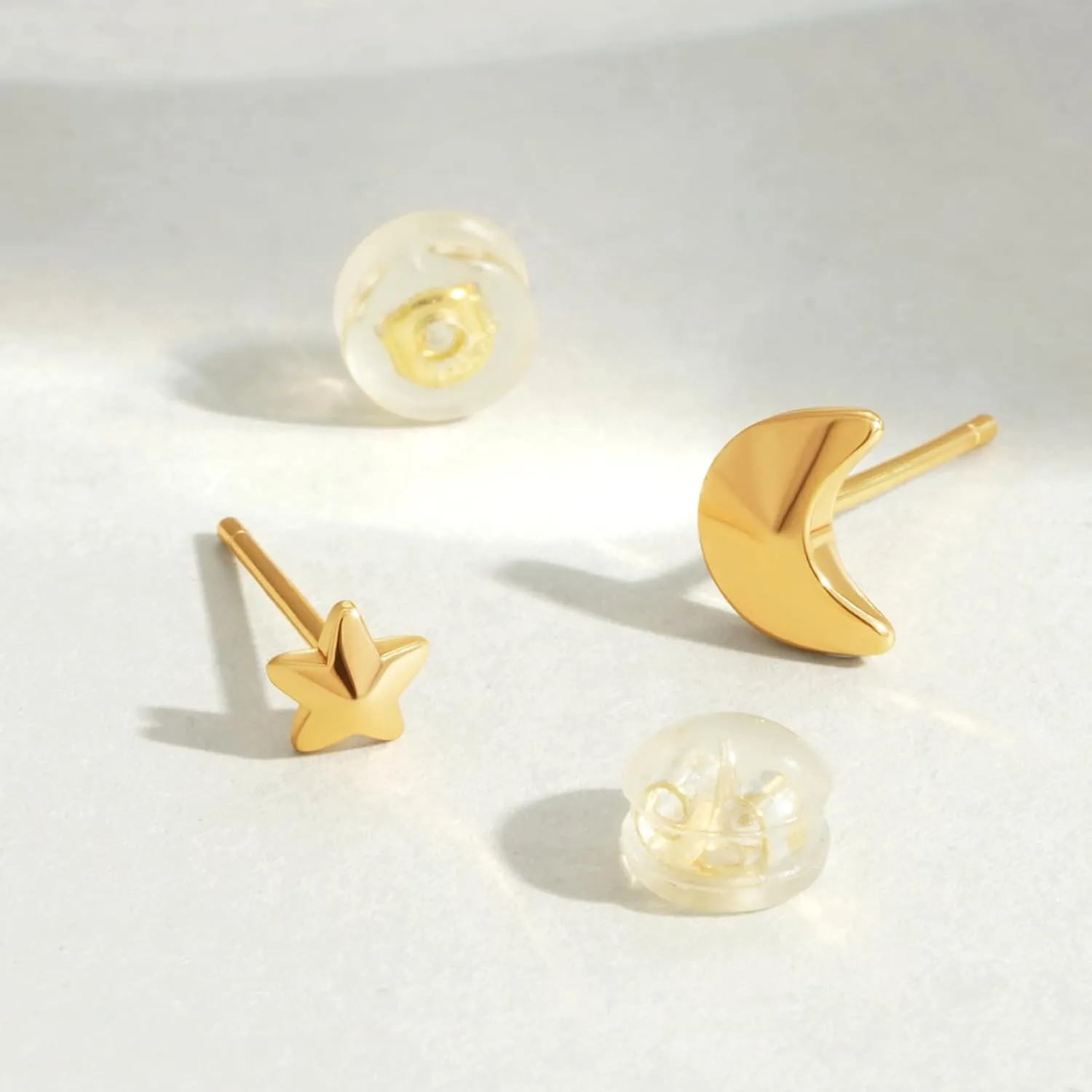 MEVECCO Stud Earrings for Women Dainty 18k Gold Hypoallergenic Stud Earrings Sets for Multiple Piercing Small Stud Earrings Gift for Her