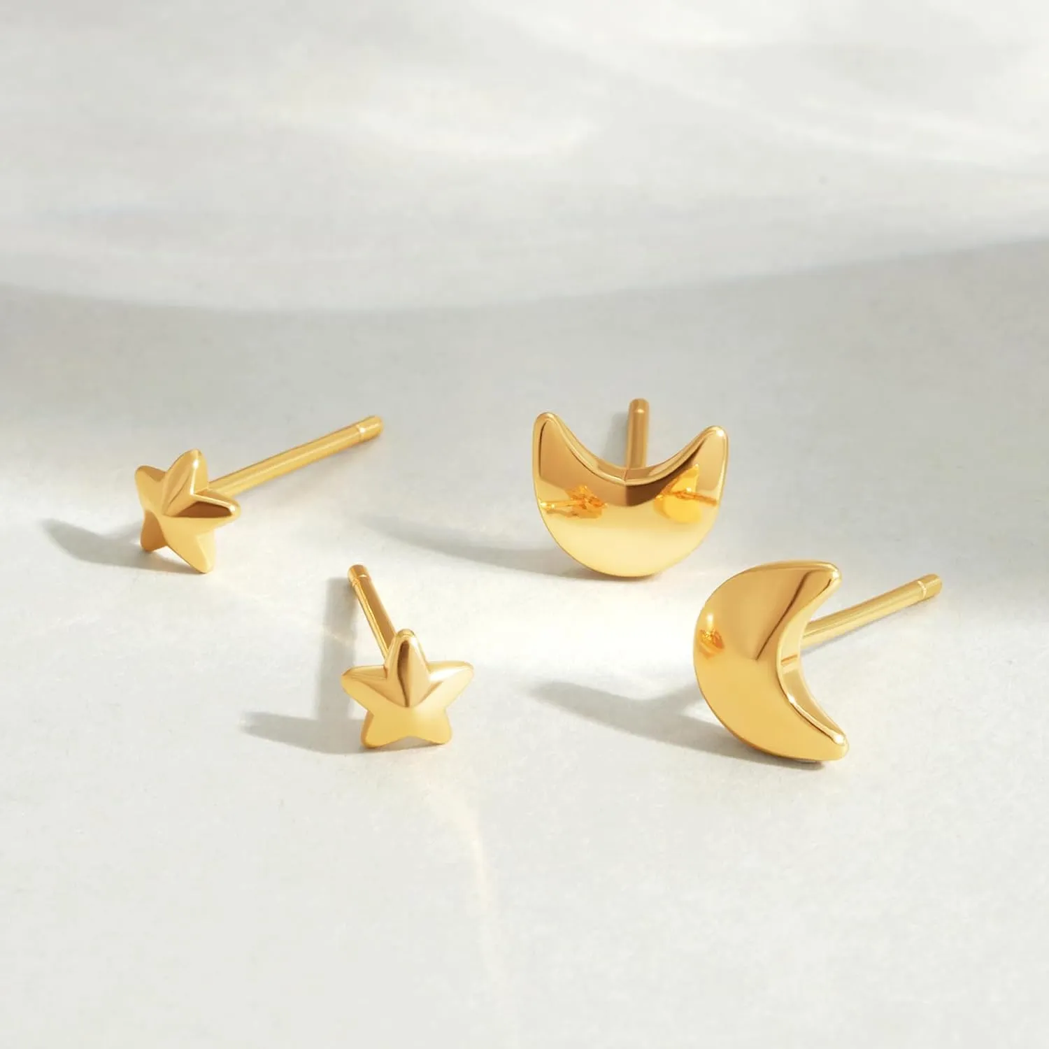 MEVECCO Stud Earrings for Women Dainty 18k Gold Hypoallergenic Stud Earrings Sets for Multiple Piercing Small Stud Earrings Gift for Her