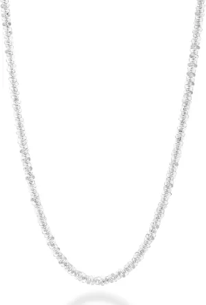 Miabella Italian 925 Sterling Silver or 18K Gold Plated Silver Twisted Sparkle Chain Necklace for Women Made in Italy