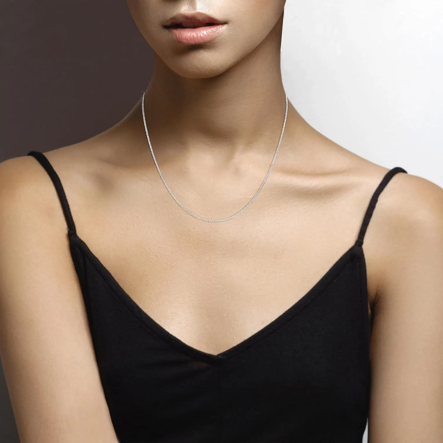 Miabella Italian 925 Sterling Silver or 18K Gold Plated Silver Twisted Sparkle Chain Necklace for Women Made in Italy