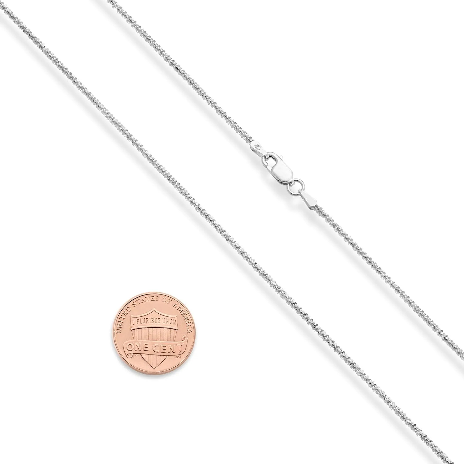 Miabella Italian 925 Sterling Silver or 18K Gold Plated Silver Twisted Sparkle Chain Necklace for Women Made in Italy