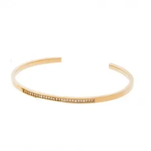 Michael Kors Gold-Tone Steel Slim Cuff Bracelet Clear CZ Crystal
