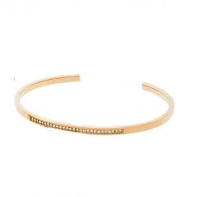 Michael Kors Gold-Tone Steel Slim Cuff Bracelet Clear CZ Crystal
