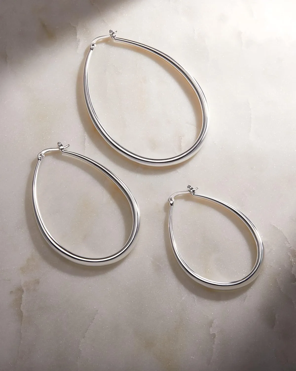 MILLA Oval Hoop Earrings - 14K Gold Plated, Rose Gold Plated and Sterling Silver Plated Hoop Earrings for Women - Hypoallergenic & Lightweight