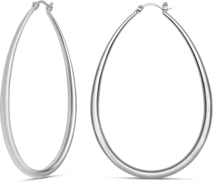 MILLA Oval Hoop Earrings - 14K Gold Plated, Rose Gold Plated and Sterling Silver Plated Hoop Earrings for Women - Hypoallergenic & Lightweight