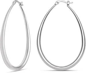 MILLA Oval Hoop Earrings - 14K Gold Plated, Rose Gold Plated and Sterling Silver Plated Hoop Earrings for Women - Hypoallergenic & Lightweight