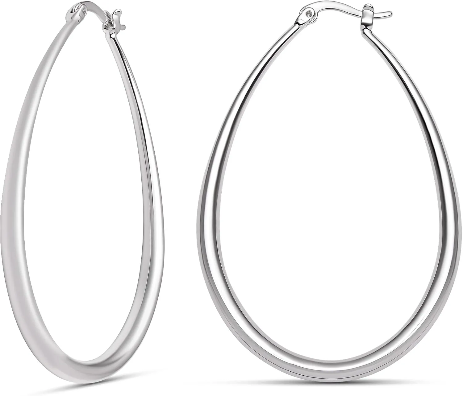 MILLA Oval Hoop Earrings - 14K Gold Plated, Rose Gold Plated and Sterling Silver Plated Hoop Earrings for Women - Hypoallergenic & Lightweight