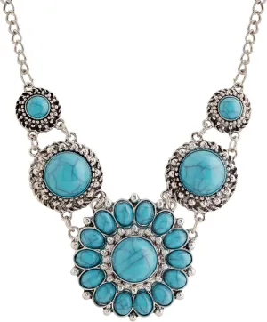 MINACHI Bohemian Retro Sunflower Created Turquoise Necklace Choker, Ethnic Chunky Style, Gift Jewelry for Women
