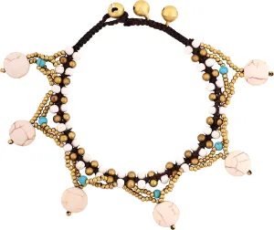 MINACHI Bohemian Vintage Created Turquoise Anklet, Boho Summer Beach Ankle Jewelry Gift for Women