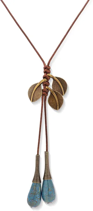 MINACHI Boho Hippie Blue Ceramic Bead Lucky Leaf Long Necklace Bohemian Jewelry Gift