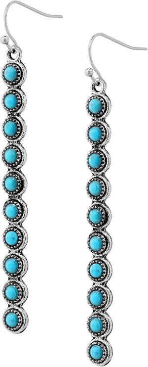 MINACHI Created Turquoise Earrings for Women, Bohemian Created Turquoise Bead Vertical Long Bar Dangle Drop Earrings, Vintage Boho Hippie Jewelry Gift