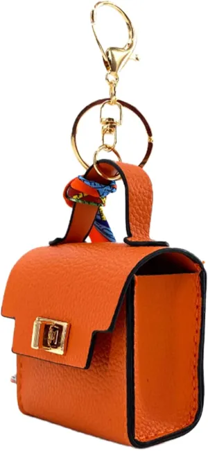 Mini Backpack Keychain Coin Purse for Women Small Keychain Purse Change Pouch Key Chain Change Purse Little Miniature Bag Charm Cute Key Headset Bag (Orange)