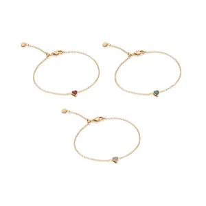 Mini Heart Birthstone Bracelet Bundle (Rose Gold)