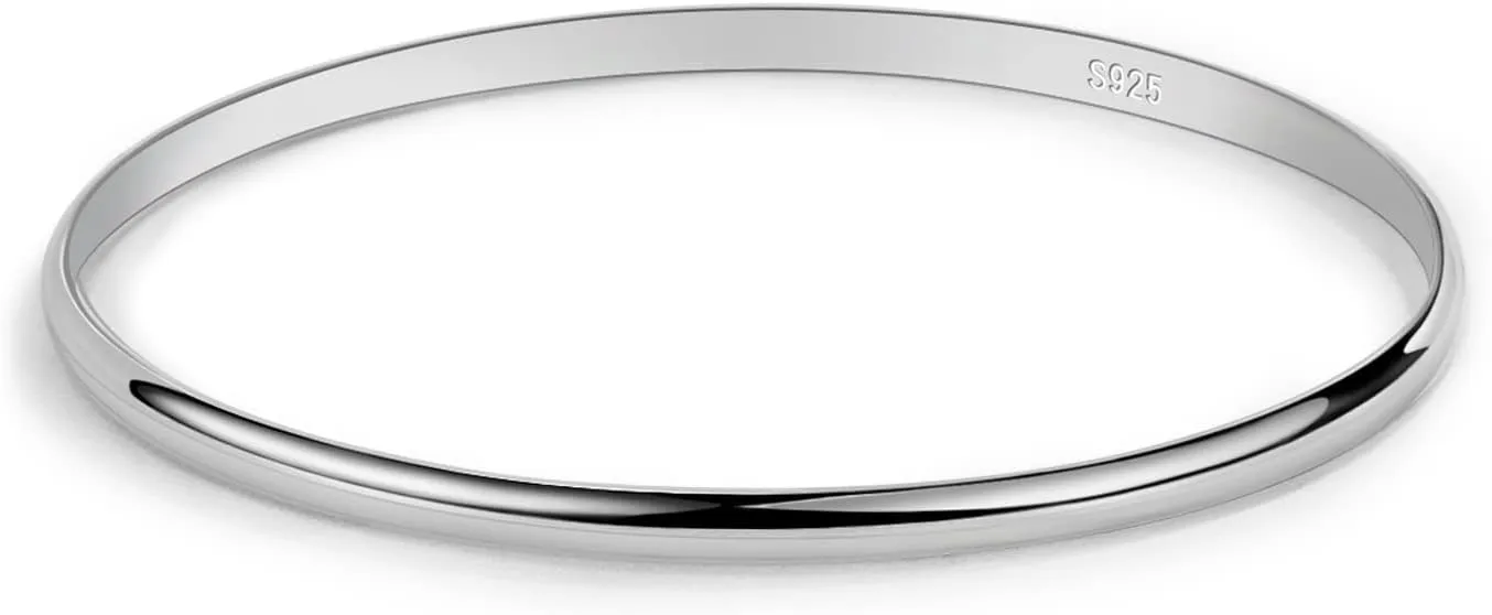 Minimalist Original 925 Sterling Silver Banglest Women DIY Stackable 1/2/3.Countless Set Bracelet 2MM Thick Diameter 60mm-65mm-68mm Jewelry Gift Wife Her