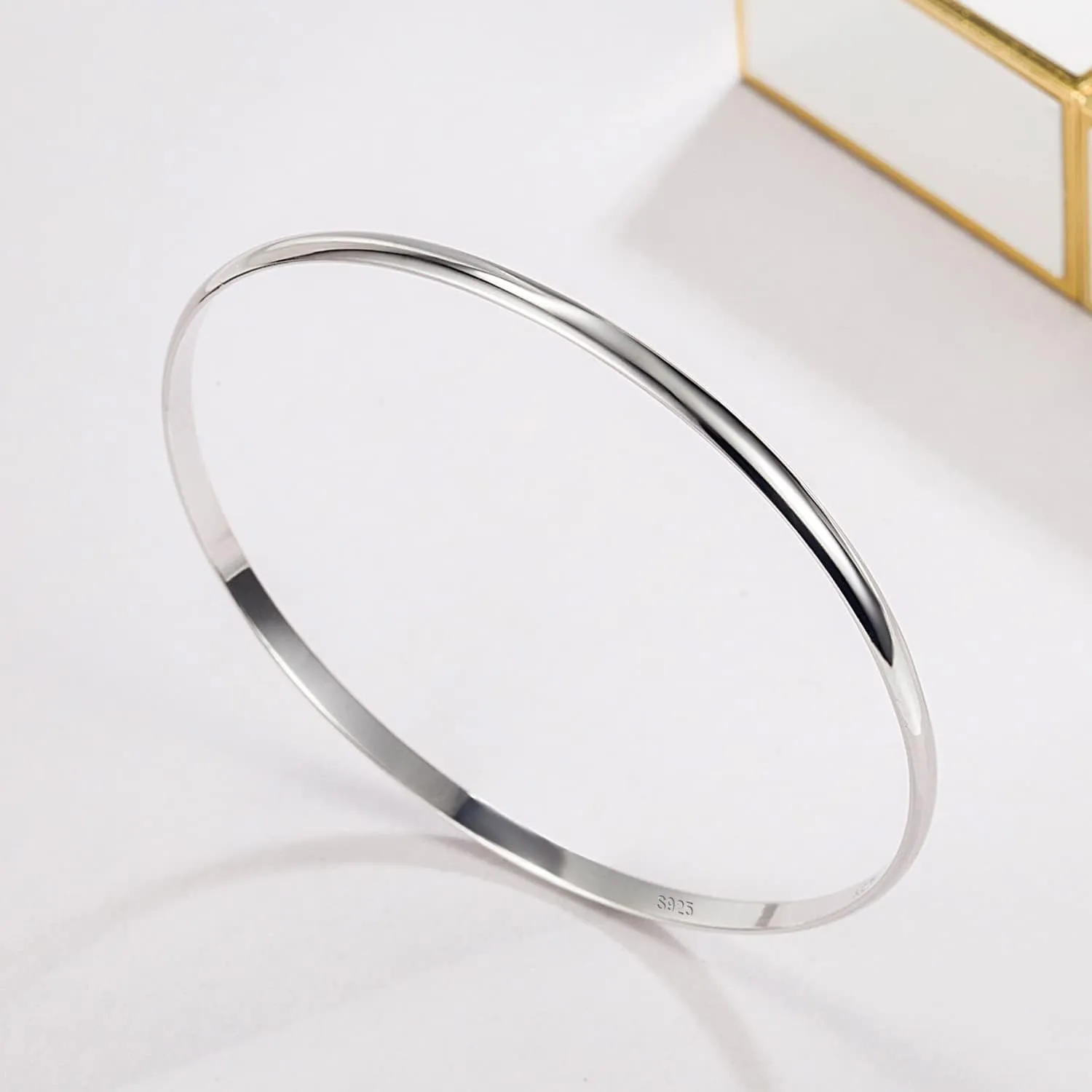 Minimalist Original 925 Sterling Silver Banglest Women DIY Stackable 1/2/3.Countless Set Bracelet 2MM Thick Diameter 60mm-65mm-68mm Jewelry Gift Wife Her