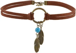 MJartoria Native American Bohemian Feather Charm Handmade PU Leather Choker Necklace
