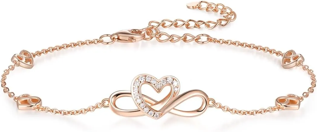 Moissanite Infinity Bracelet/Anklet for Women, Real Authentic 925 Sterling Silver Hypoallergenic, Beautiful Summer Jewelry, Bracelet: 5.8-7.8inch(15-19cm), Anklet: 8.6-10.6inch(21-26cm), Adjustable