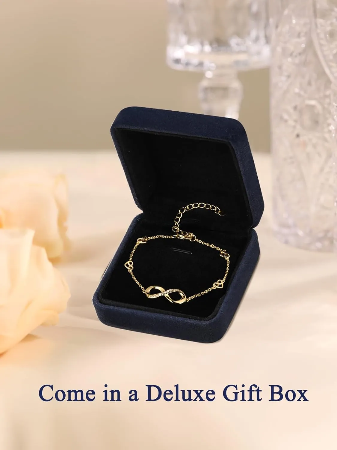 Moissanite Infinity Bracelet/Anklet for Women, Real Authentic 925 Sterling Silver Hypoallergenic, Beautiful Summer Jewelry, Bracelet: 5.8-7.8inch(15-19cm), Anklet: 8.6-10.6inch(21-26cm), Adjustable