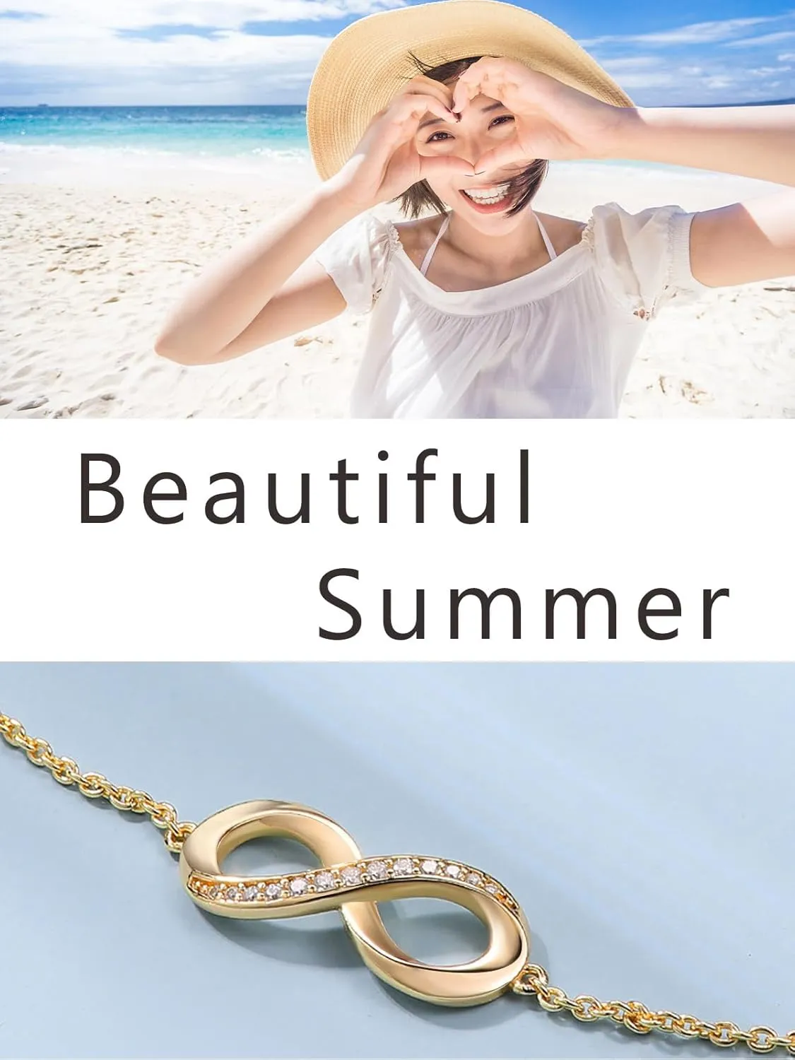 Moissanite Infinity Bracelet/Anklet for Women, Real Authentic 925 Sterling Silver Hypoallergenic, Beautiful Summer Jewelry, Bracelet: 5.8-7.8inch(15-19cm), Anklet: 8.6-10.6inch(21-26cm), Adjustable