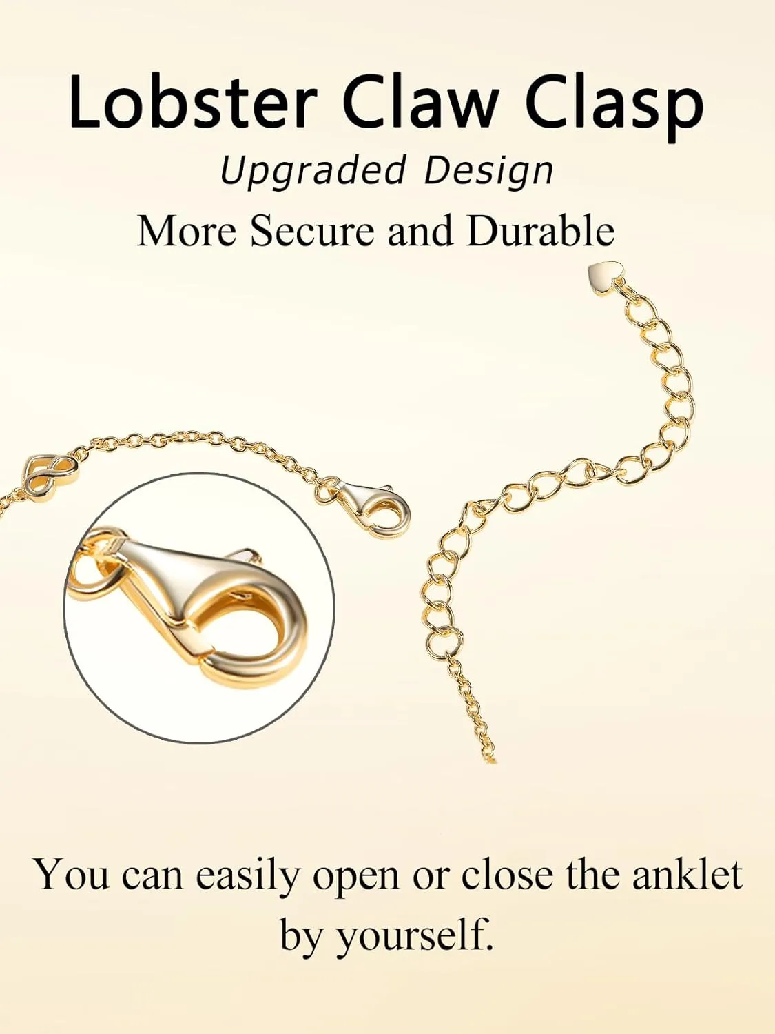 Moissanite Infinity Bracelet/Anklet for Women, Real Authentic 925 Sterling Silver Hypoallergenic, Beautiful Summer Jewelry, Bracelet: 5.8-7.8inch(15-19cm), Anklet: 8.6-10.6inch(21-26cm), Adjustable