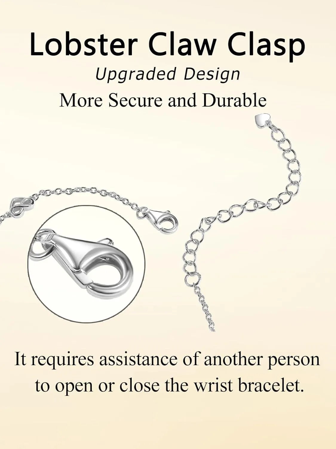 Moissanite Infinity Bracelet/Anklet for Women, Real Authentic 925 Sterling Silver Hypoallergenic, Beautiful Summer Jewelry, Bracelet: 5.8-7.8inch(15-19cm), Anklet: 8.6-10.6inch(21-26cm), Adjustable