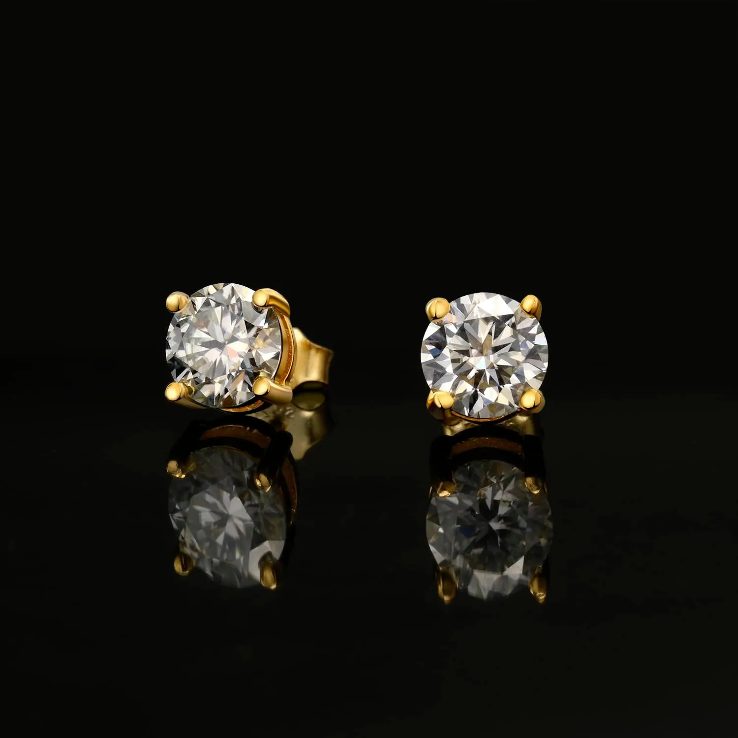 Moissanite Stud Earrings for Women Men D Color VVS1 Clarity Round Cut Lab Created Diamond 925 Sterling Silver 18K White Gold Plated Jewelry