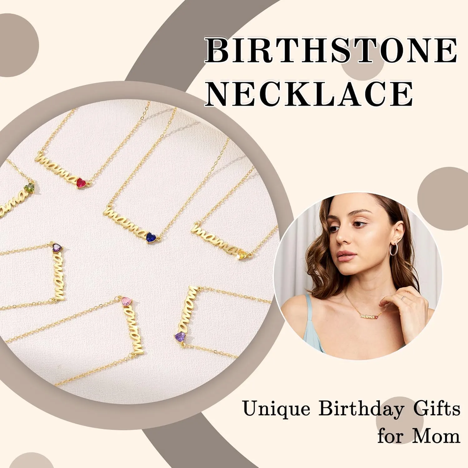 Mom Gifts for Mothers Day, Birthday Gifts for Mom Birthstone Necklace for Women 14K Gold Plated Mama Necklace Trendy Pendant Jewelry Gifts for Moms Mothers Mother in Law