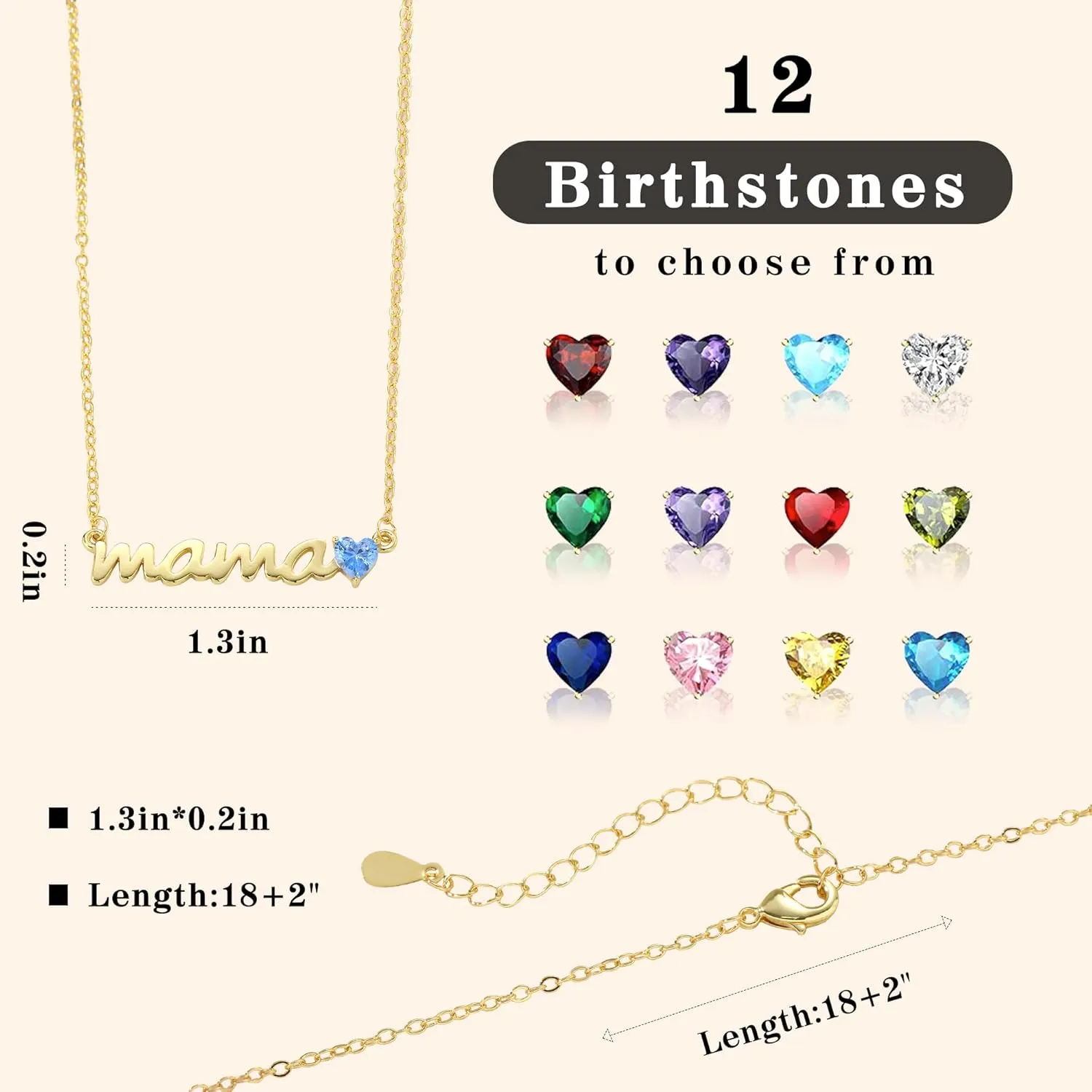 Mom Gifts for Mothers Day, Birthday Gifts for Mom Birthstone Necklace for Women 14K Gold Plated Mama Necklace Trendy Pendant Jewelry Gifts for Moms Mothers Mother in Law