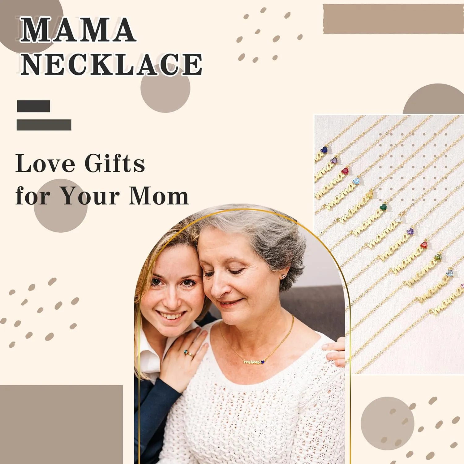 Mom Gifts for Mothers Day, Birthday Gifts for Mom Birthstone Necklace for Women 14K Gold Plated Mama Necklace Trendy Pendant Jewelry Gifts for Moms Mothers Mother in Law
