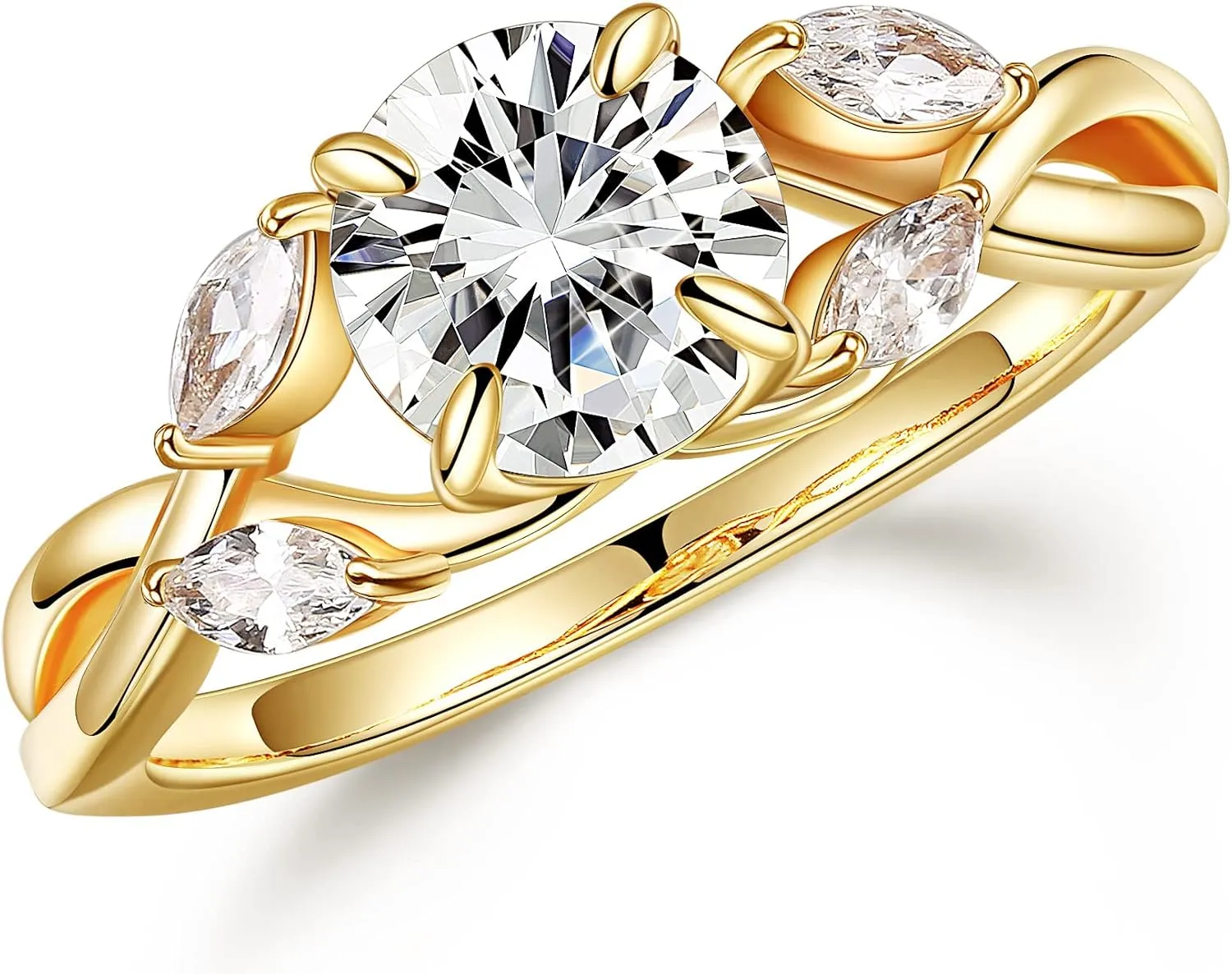 MOOSEA Willow Moissanite Engagement Rings for Women, 1.2ct D Color VVS1 Clarity Lab Created Moissanite Wedding Ring 925 Sterling Silver Solid Twig Moissanite Rings for Women Jewelry Gifts