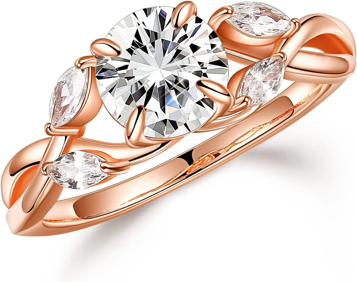 MOOSEA Willow Moissanite Engagement Rings for Women, 1.2ct D Color VVS1 Clarity Lab Created Moissanite Wedding Ring 925 Sterling Silver Solid Twig Moissanite Rings for Women Jewelry Gifts