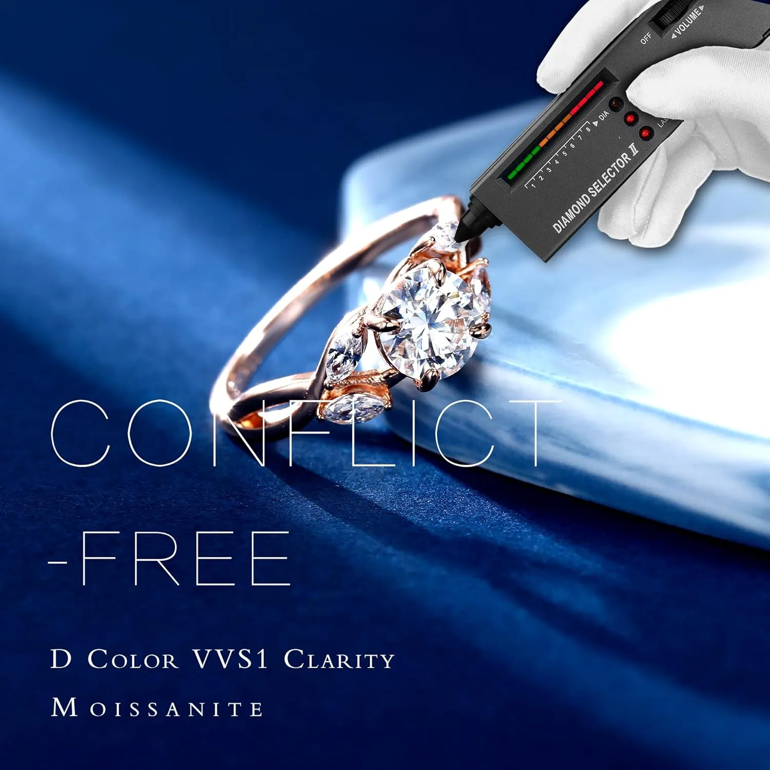 MOOSEA Willow Moissanite Engagement Rings for Women, 1.2ct D Color VVS1 Clarity Lab Created Moissanite Wedding Ring 925 Sterling Silver Solid Twig Moissanite Rings for Women Jewelry Gifts