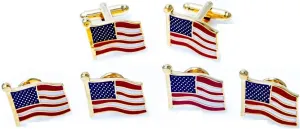 MRCUFF United States of America Flag USA Tuxedo Cufflinks and Studs Set in a Presentation Gift Box & Polishing Cloth