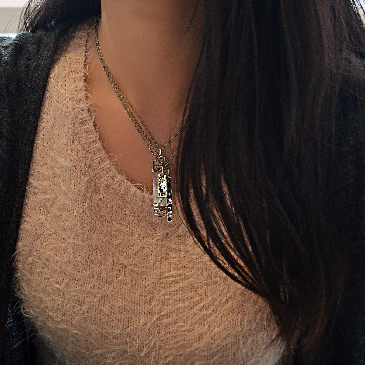 Mystical Pagoda Sterling Silver Stacked Necklaces
