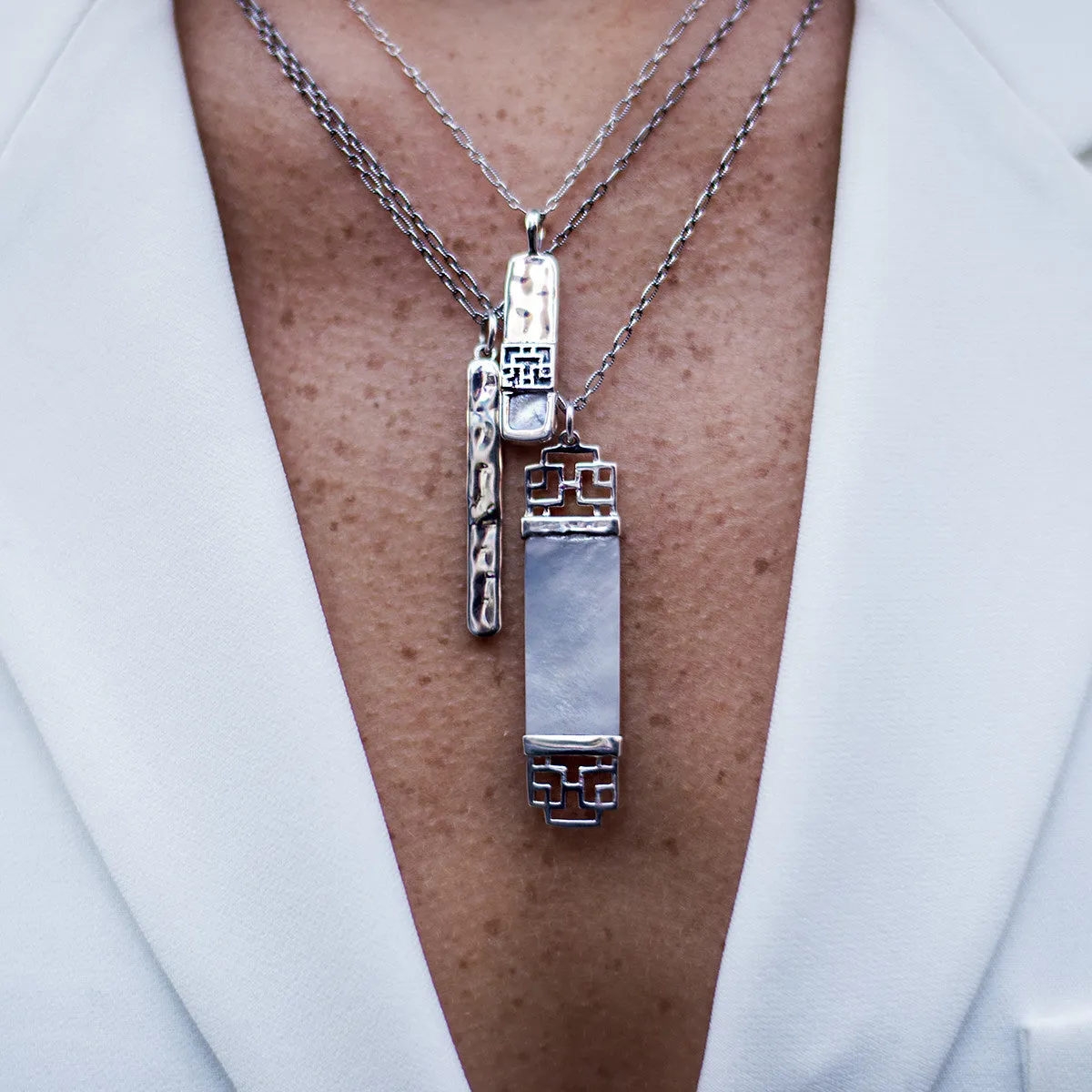 Mystical Pagoda Sterling Silver Stacked Necklaces