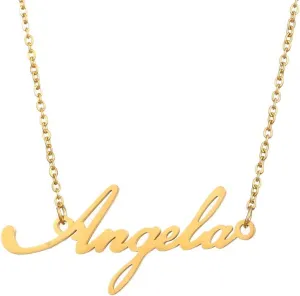 Name Necklace Personalized,Name Necklace Cursive Font Made with Name Pendant 16" Adjustable Chain
