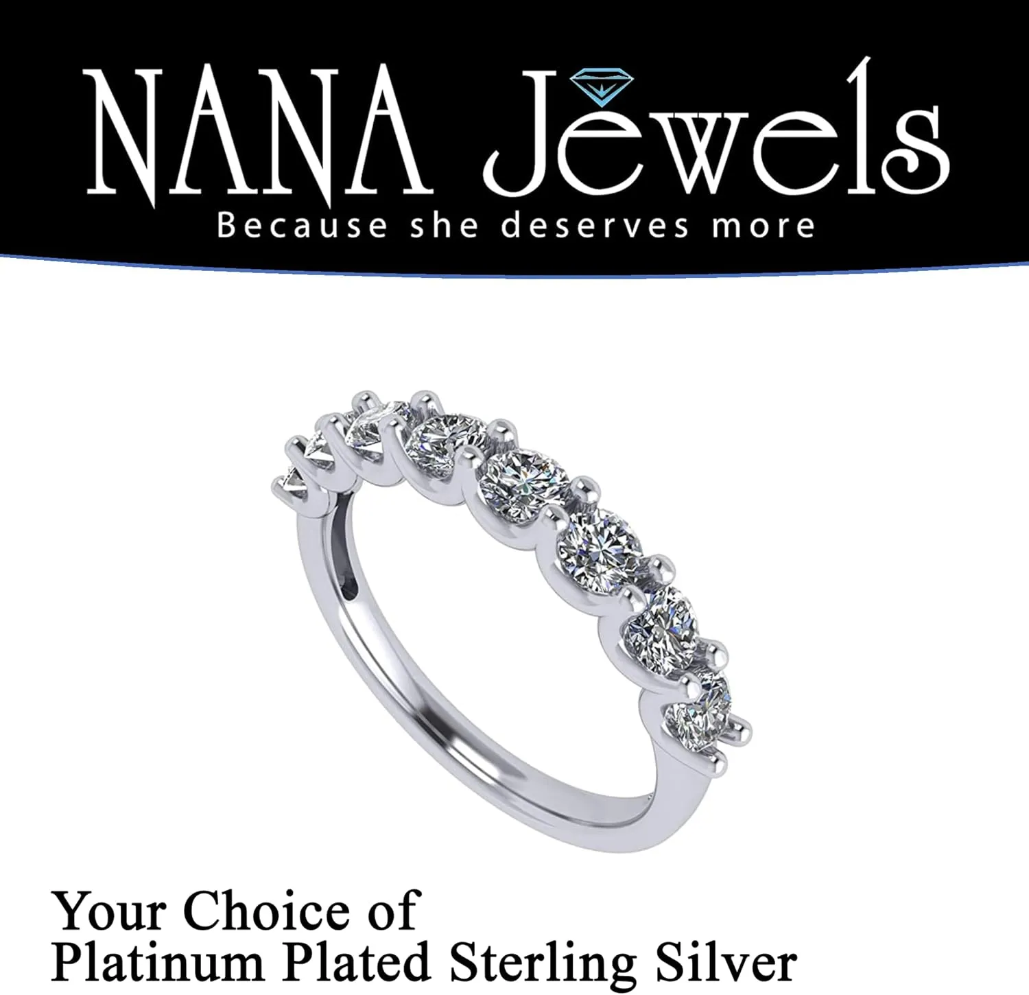NANA Jewels 1.00ct Simulated Diamond Wedding Rings Anniversary Band, Wedding Sets for Women in Silver, 10K or 14K
