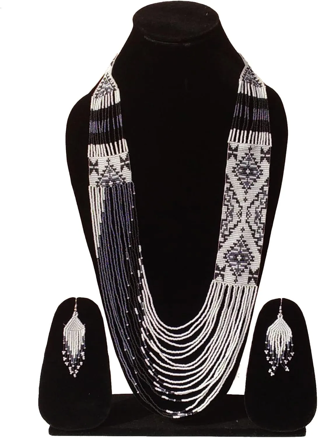 Native American Style Layered Beaded Necklace - Ukrainian Handmade Seed Bead Tribal Ethnic Necklace, La-4