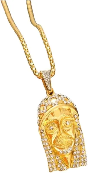 New 2026 Unisex Christian Jesus Head Pendant Necklace Men's Fashion Bohemian Crystal Inlaid Religious Accessories Party Decoration Jewelry Luxury Trendy Best For Gift For Women And Men