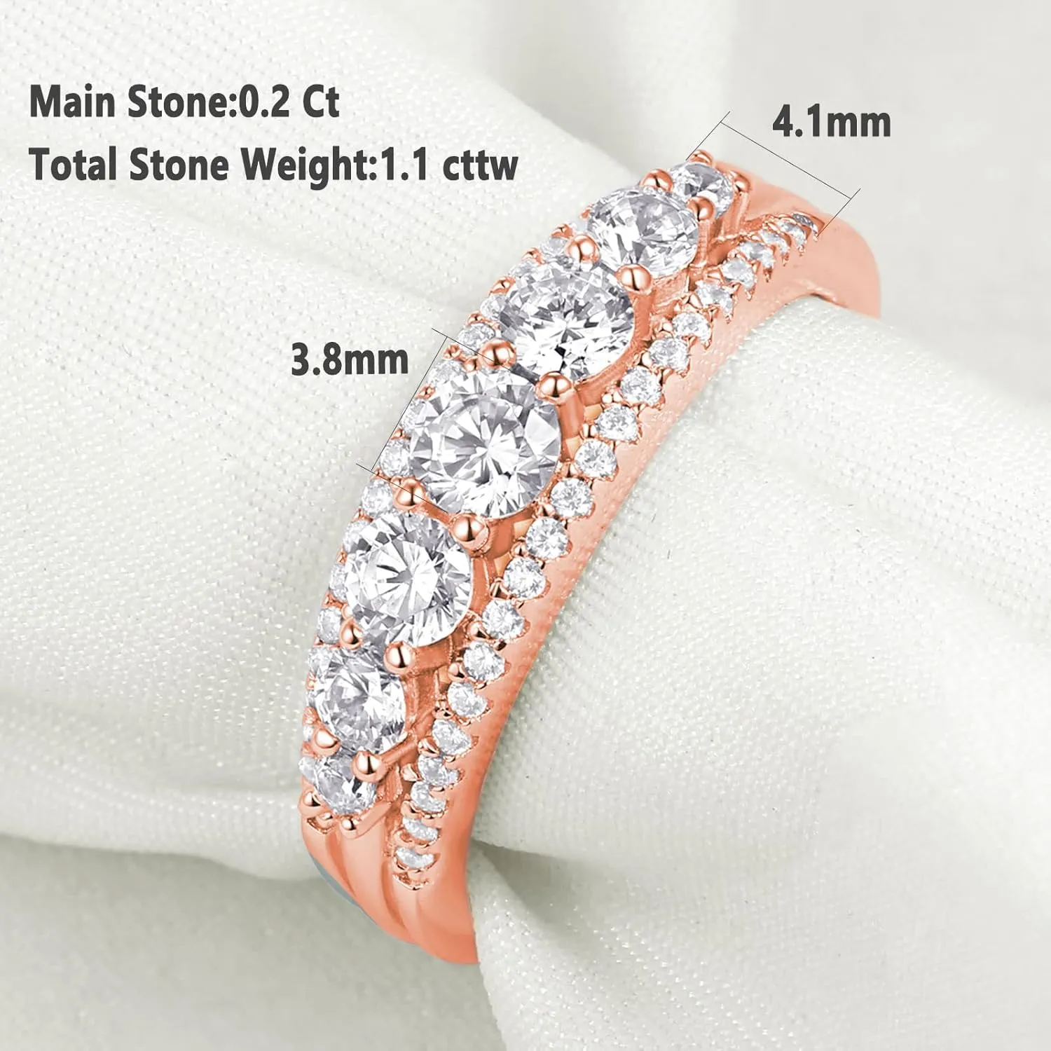 Newshe Jewellery Eternity Ring Wedding Band for Women 925 Sterling Silver 1.13ct Round White AAAAA Cz Size 4-13
