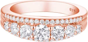 Newshe Jewellery Eternity Ring Wedding Band for Women 925 Sterling Silver 1.13ct Round White AAAAA Cz Size 4-13