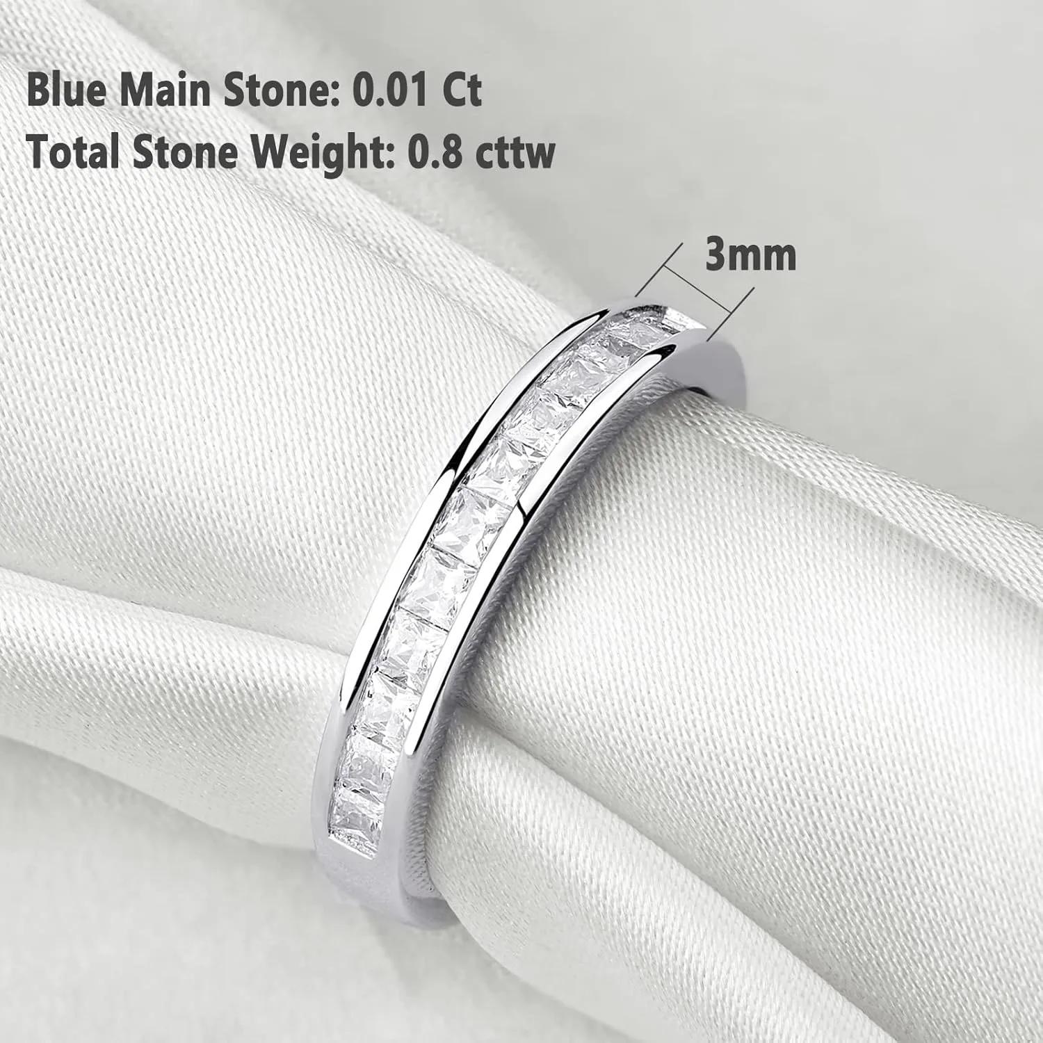 Newshe Jewellery Wedding Bands Eternity Rings for Women AAAAA Cubic Zirconia Princess 925 Sterling Silver Size 5-10