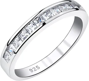 Newshe Jewellery Wedding Bands Eternity Rings for Women AAAAA Cubic Zirconia Princess 925 Sterling Silver Size 5-10