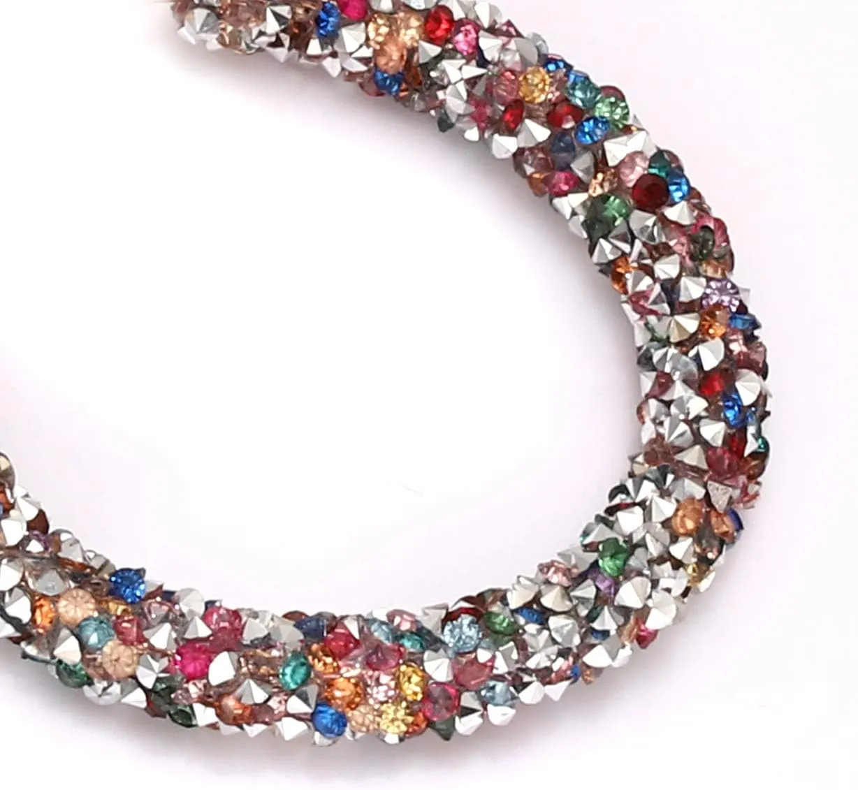 NLCAC Glitter Hoop Earrings Bohemian Sparkle Resin Rhinestone Wrapped Hoop Dangle Earrings for Women