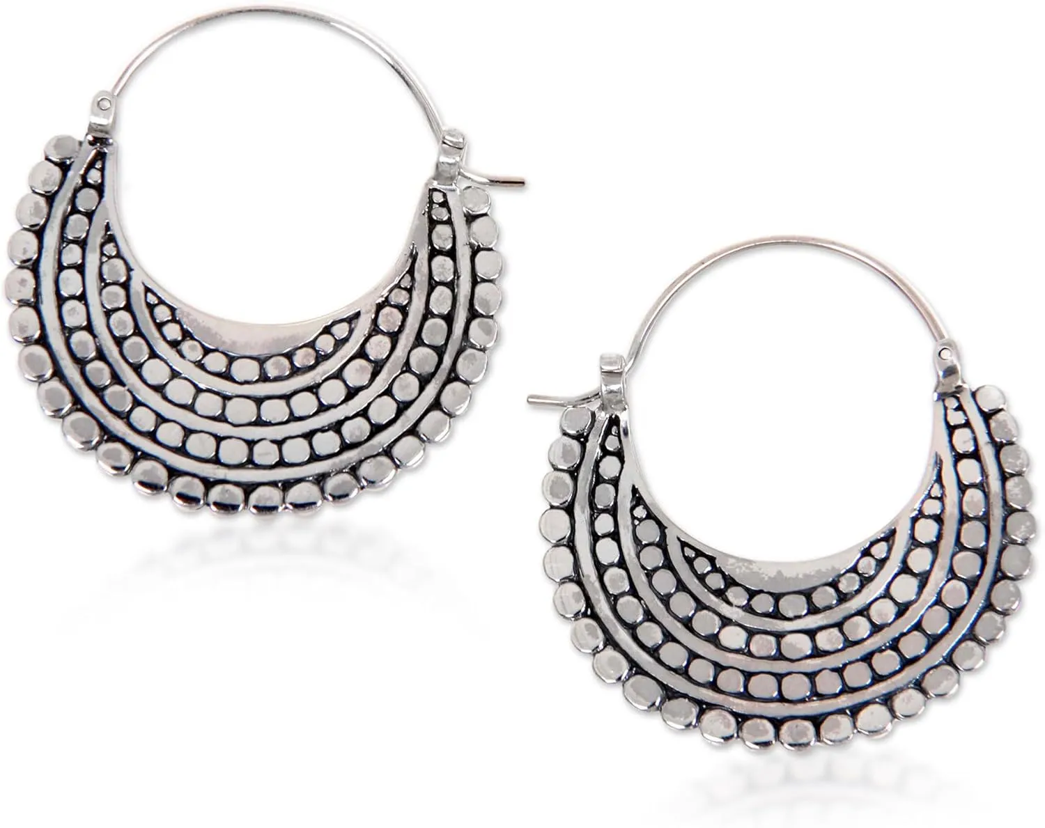 NOVICA Sterling Silver Charm Hoop Earrings | Hypoallergenic, Lightweight, Bohemian & Vintage Style