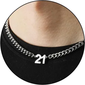 Number Necklace for Men Boys Athletes, Stainless Steel Chain Football Soccer Basketball Baseball 0-99 Birthday Gifts Jewelry 18 2Inches