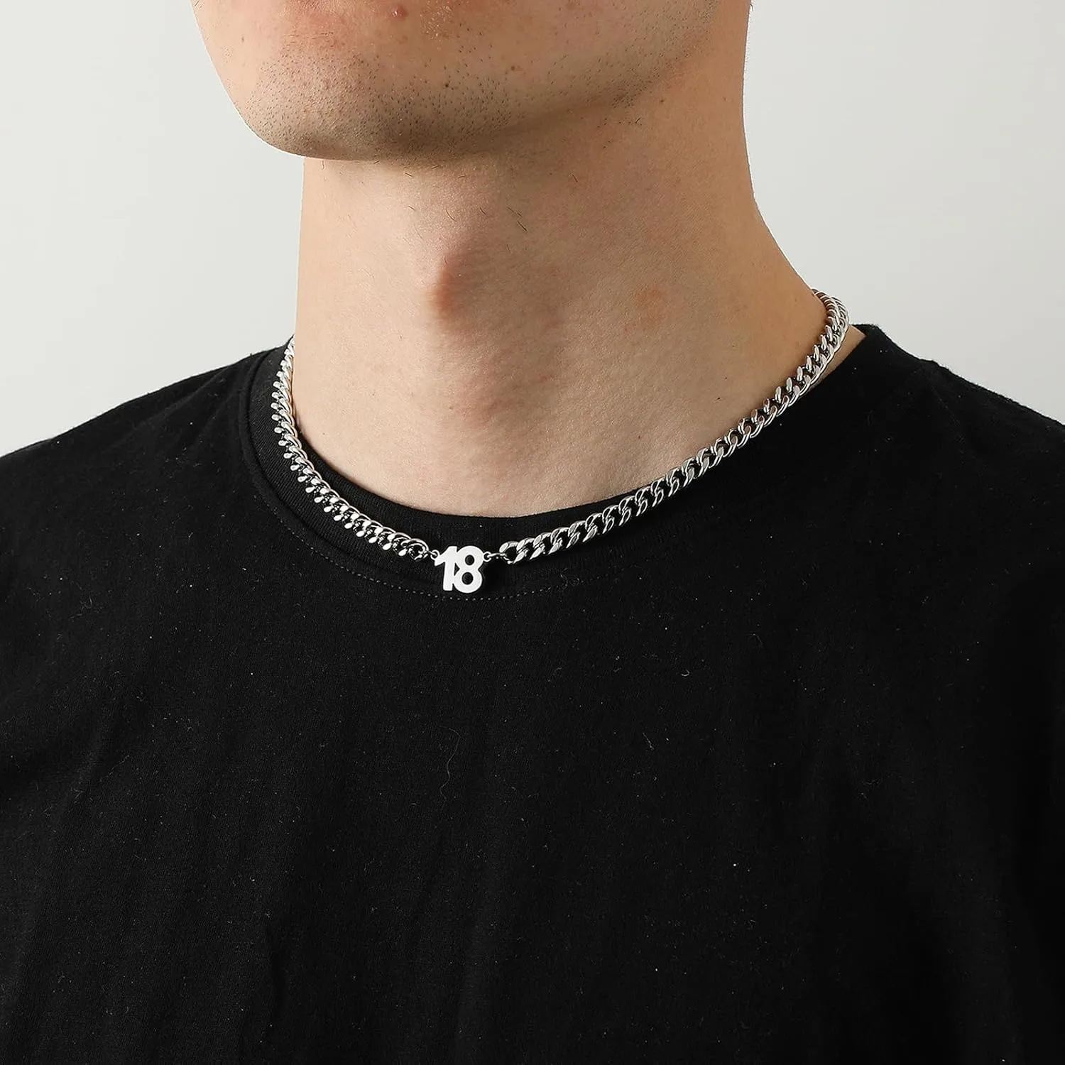 Number Necklace for Men Boys Athletes, Stainless Steel Chain Football Soccer Basketball Baseball 0-99 Birthday Gifts Jewelry 18 2Inches