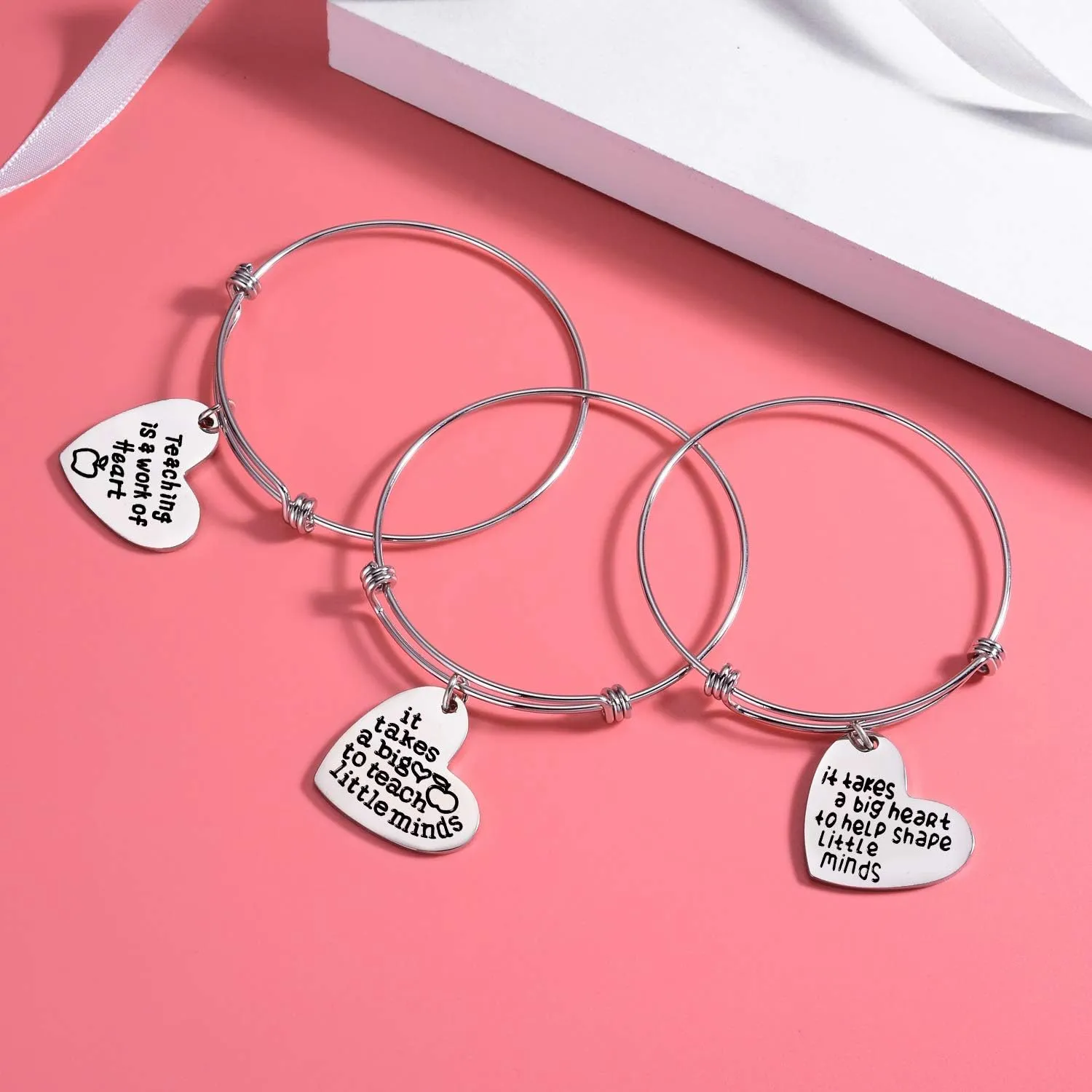 Nzztont Pack Of 3 Teacher Bangles Gifts For Teacher Open School Gifts For Teachers Thank You Bangle Bracelets