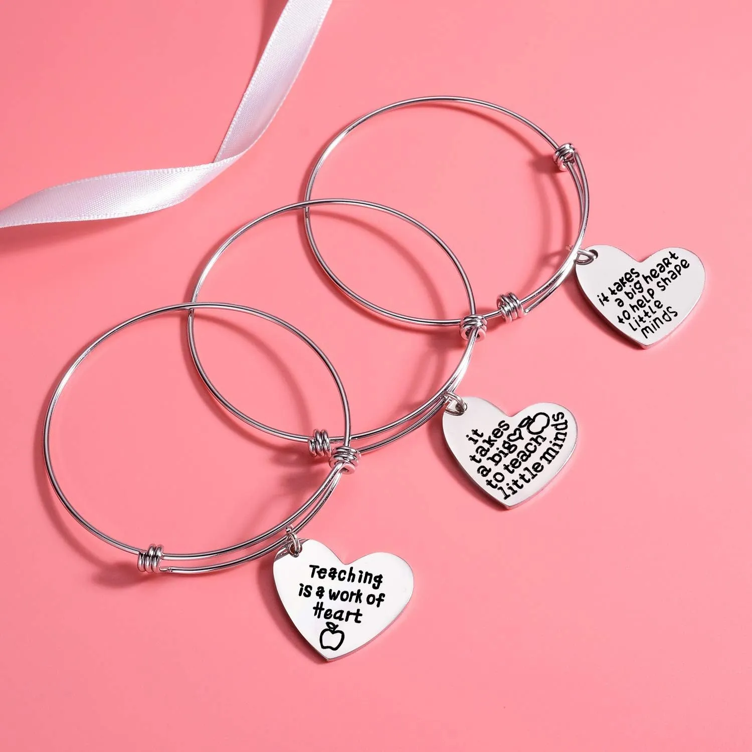Nzztont Pack Of 3 Teacher Bangles Gifts For Teacher Open School Gifts For Teachers Thank You Bangle Bracelets
