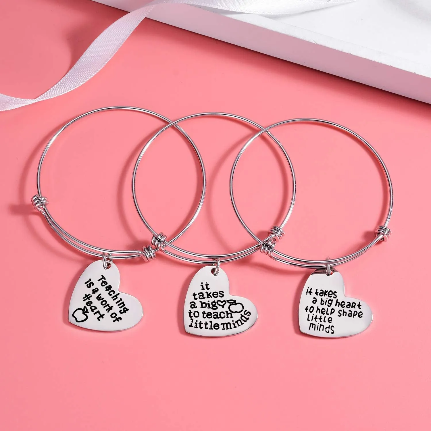 Nzztont Pack Of 3 Teacher Bangles Gifts For Teacher Open School Gifts For Teachers Thank You Bangle Bracelets